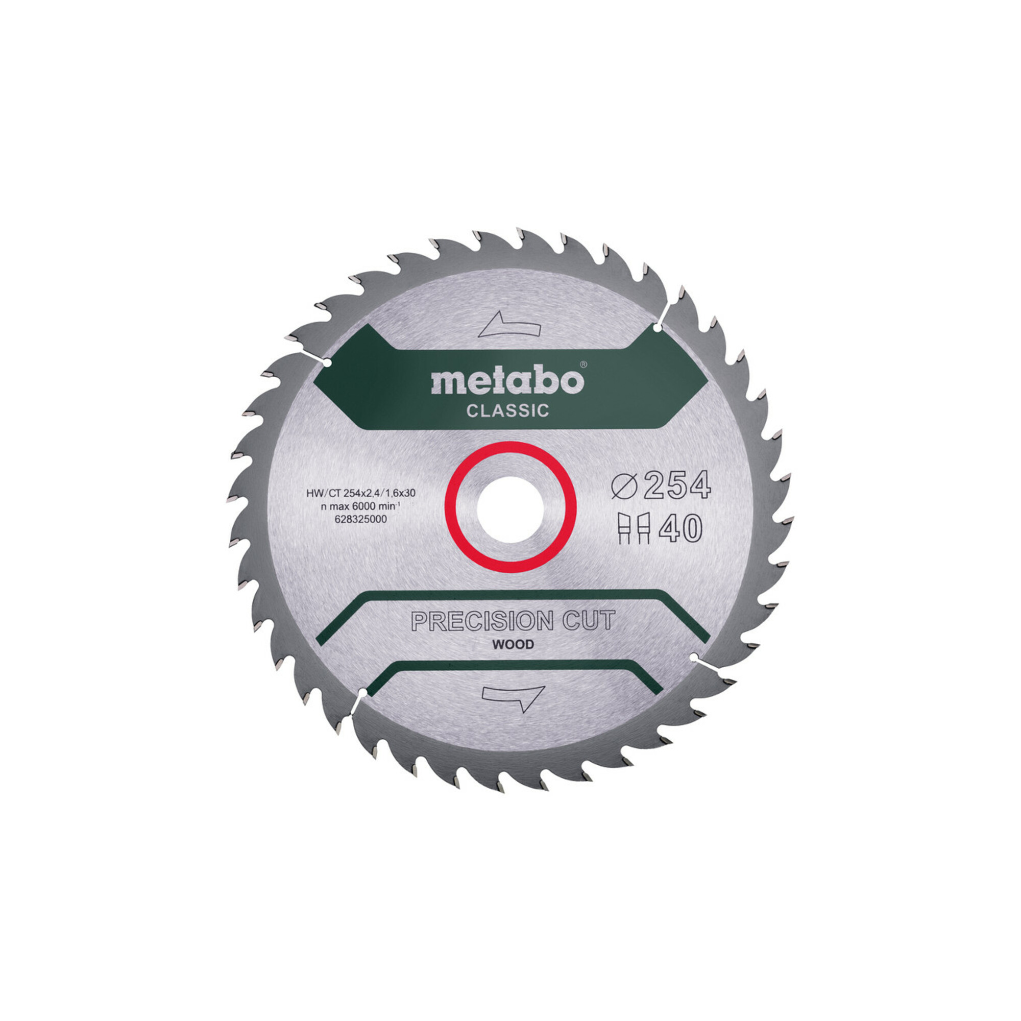 Metabo Sägeblatt "precision cut wood - classic", 254x2,4/1,6x30, Z40 WZ 20° /B