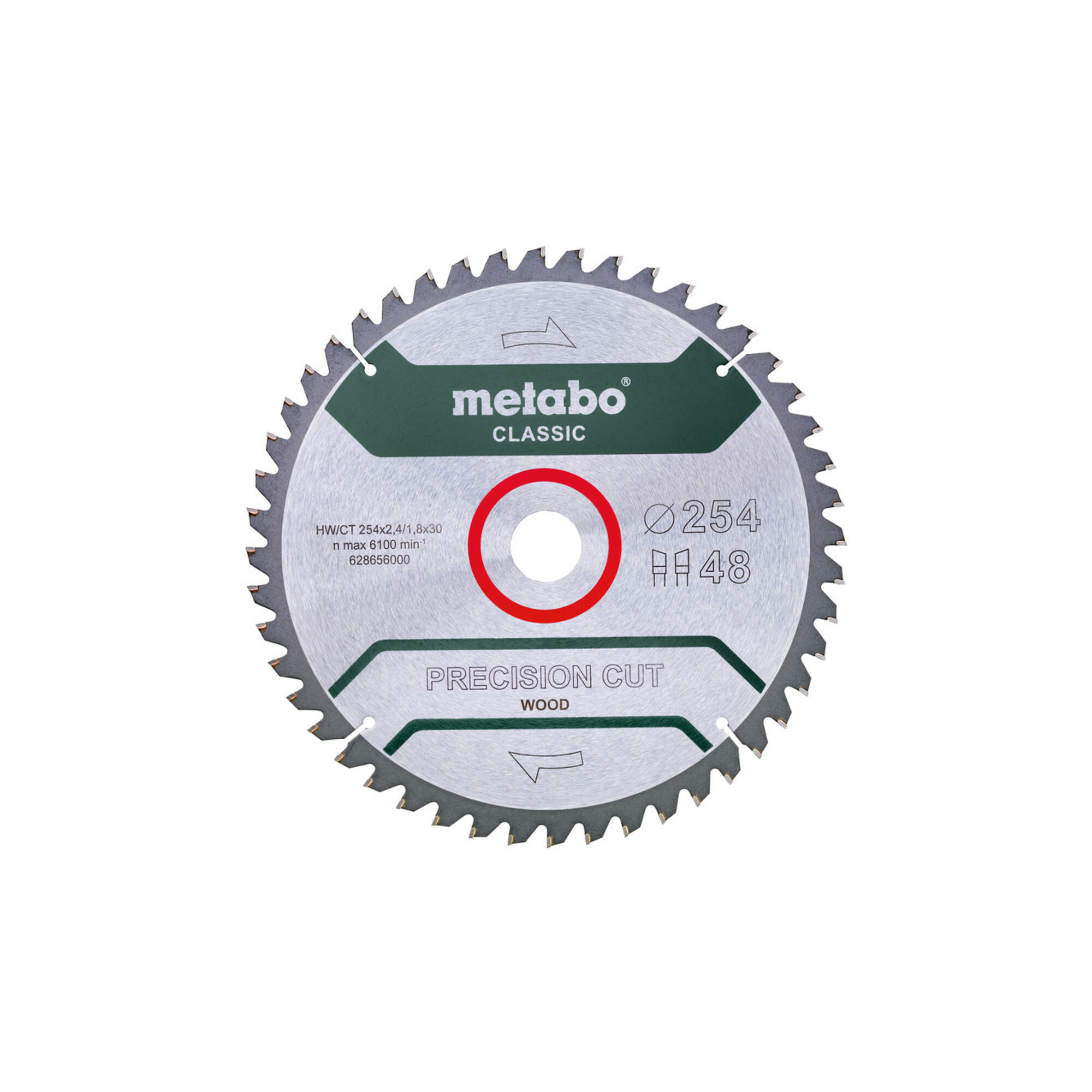 Metabo Sägeblatt "precision cut wood - classic", 254x2,4/1,8x30 Z48 WZ 5°neg /B