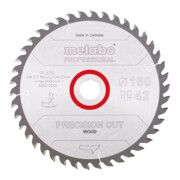 Metabo Sägeblatt "precision cut wood - professional", 160x2,2/1,4x20, Z42 WZ 15°-3