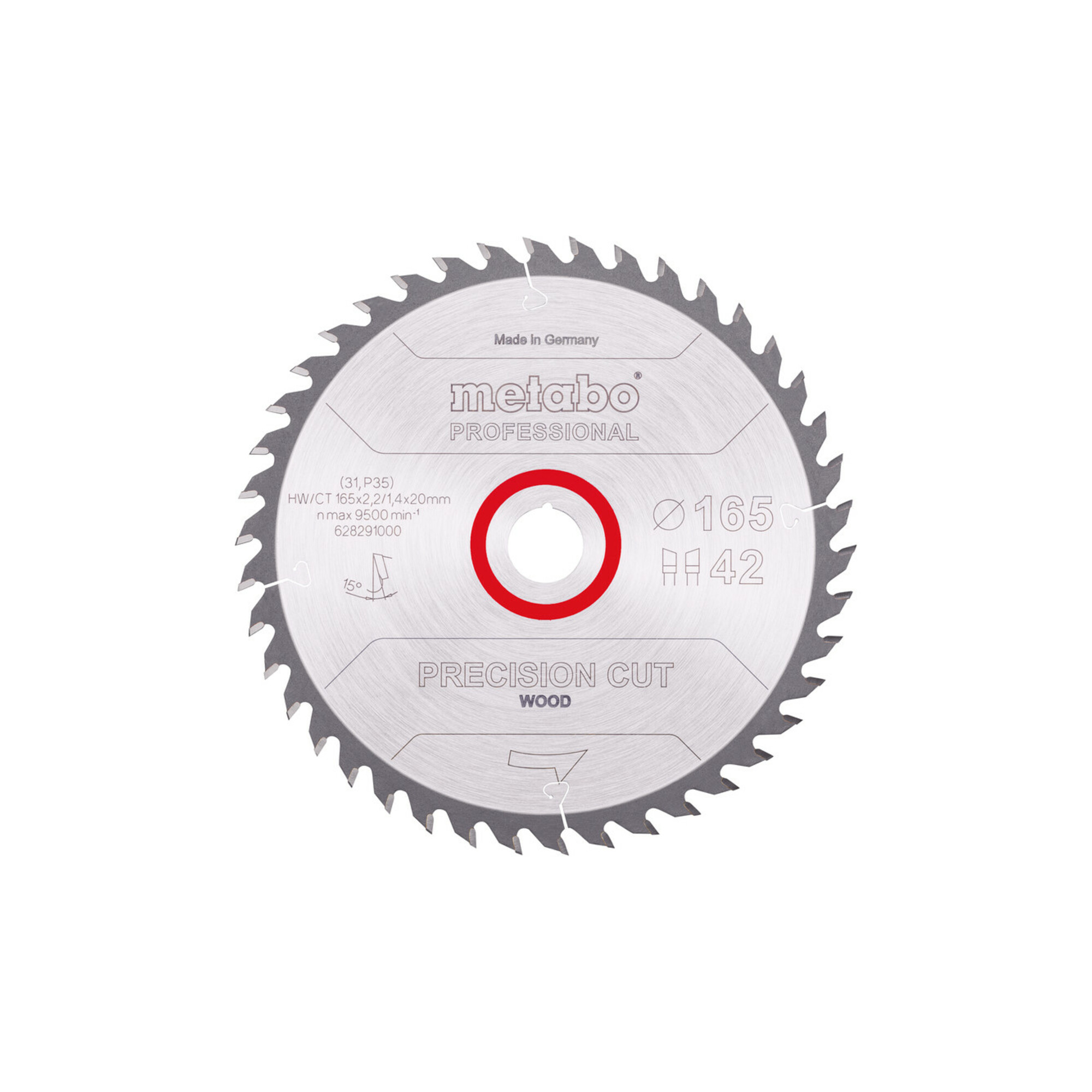 Metabo Sägeblatt "precision cut wood - professional", 165x2,2/1,4x20 Z42 WZ 15°