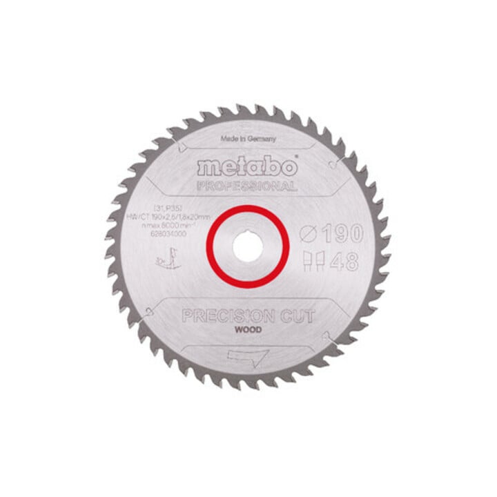 Metabo Sägeblatt "precision cut wood - professional", 190x2,6/1,8x20, Z48 WZ 10°
