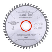 Metabo Sägeblatt "precision cut wood - professional", 220x2,6/1,6x30, Z48 DZ/HZ 10°