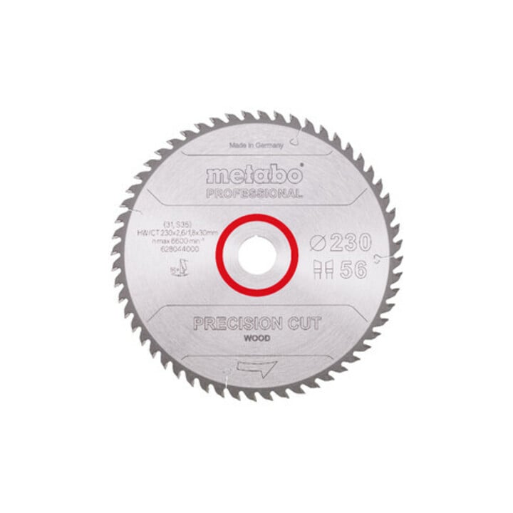 Metabo Sägeblatt "precision cut wood - professional", 230x2,6/1,8x30, Z56 WZ 15°
