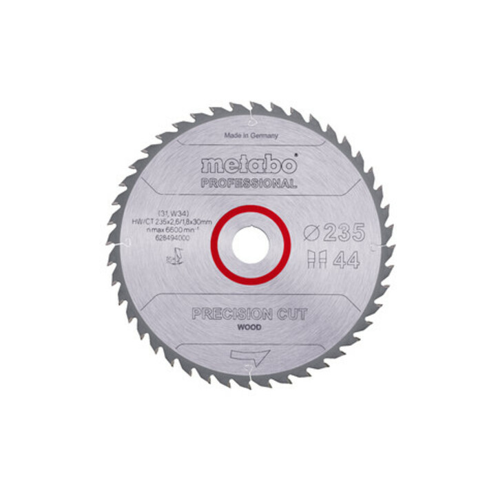 Metabo Sägeblatt "precision cut wood - professional", 235x2,6/1,8x30, Z44 WZ 15°