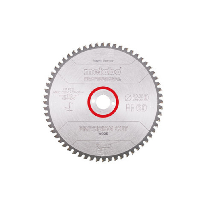 Metabo Sägeblatt "precision cut wood - professional", 250x2,4/1,8x30, Z60 WZ 5° neg.