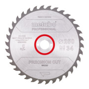 Metabo Sägeblatt "precision cut wood - professional", 250x2,8/1,8x30, Z34 WZ 15°