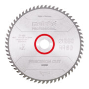 Metabo Sägeblatt "precision cut wood - professional", 250x2,8/1,8x30, Z60 WZ 15°