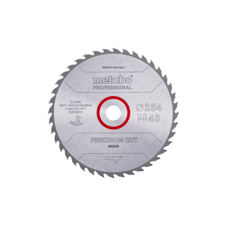Metabo Sägeblatt "precision cut wood - professional", 254x2,4/1,6x30, Z40 WZ 20°