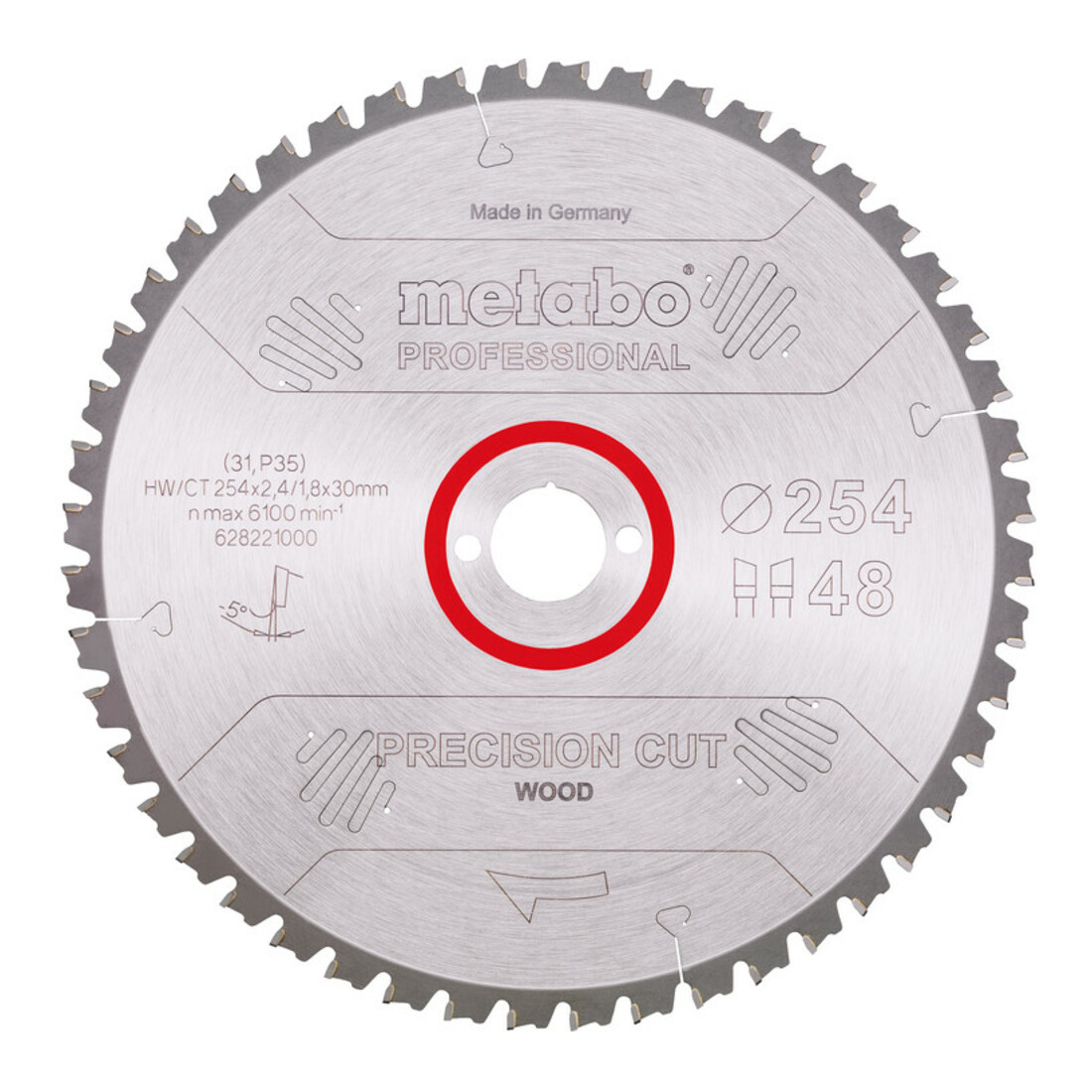Metabo Sägeblatt "precision cut wood - professional", 254x2,4/1,8x30, Z48 WZ 5° neg.