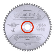 Metabo Sägeblatt "precision cut wood - professional", 254x2,4/1,8x30, Z60 WZ 5° neg.