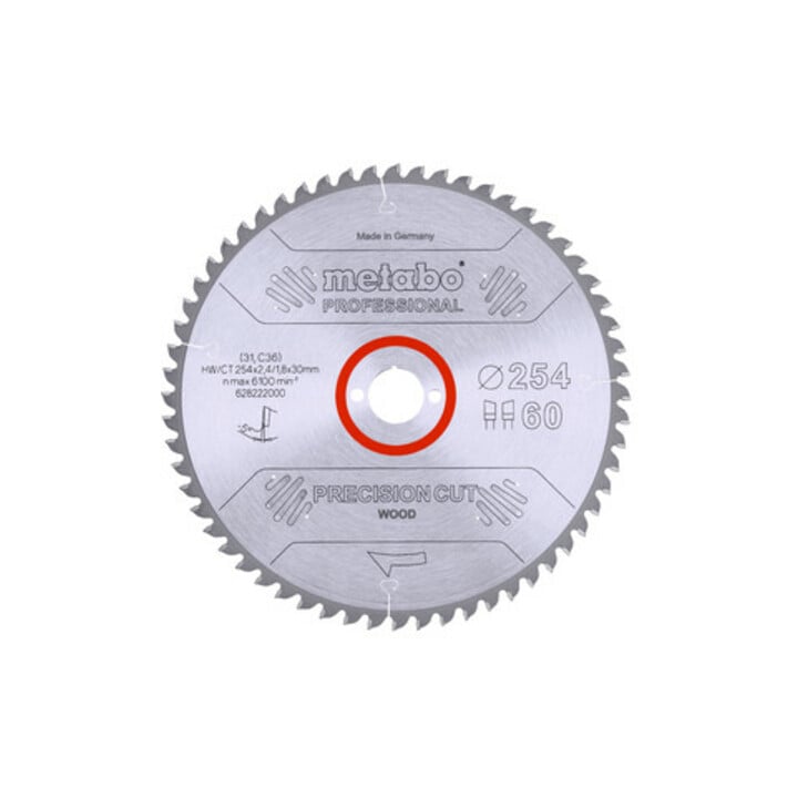 Metabo Sägeblatt "precision cut wood - professional", 254x2,4/1,8x30, Z60 WZ 5° neg.
