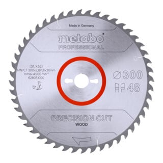 Metabo Sägeblatt "precision cut wood - professional", 300x2,8/1,8x30, Z48 WZ 15°