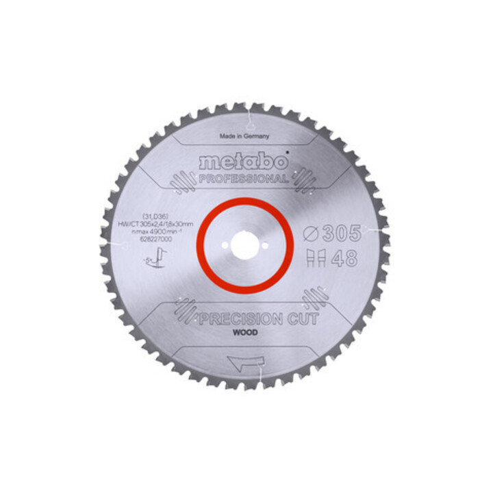 Metabo Sägeblatt "precision cut wood - professional", 305x2,4/1,8x30, Z48 WZ 5° neg.