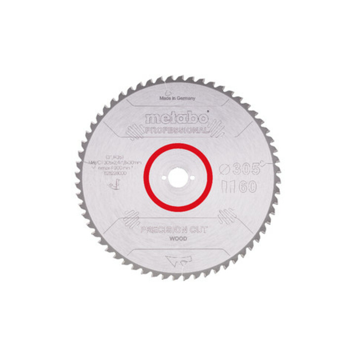 Metabo Sägeblatt "precision cut wood - professional", 305x2,4/1,8x30, Z60 WZ 5° neg.