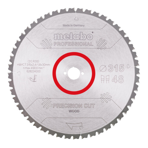 Metabo Sägeblatt "precision cut wood - professional", 315x2,4/1,8x30, Z48 WZ 5° neg.