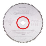 Metabo Sägeblatt "precision cut wood - professional", 315x2,4/1,8x30, Z84 WZ 5° neg.