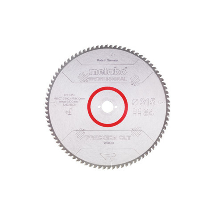 Metabo Sägeblatt "precision cut wood - professional", 315x2,4/1,8x30, Z84 WZ 5° neg.