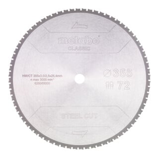 Metabo Sägeblatt "steel cut - classic", 355x25,4 Z72 FZ/FA 4°