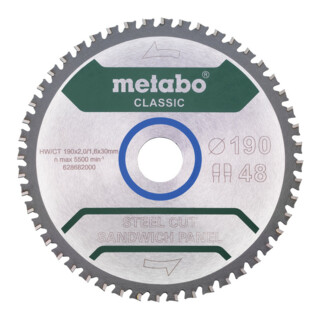 Metabo Sägeblatt "steel cut/sandwich panel - classic",  Z40 FZ/FA 4° /B