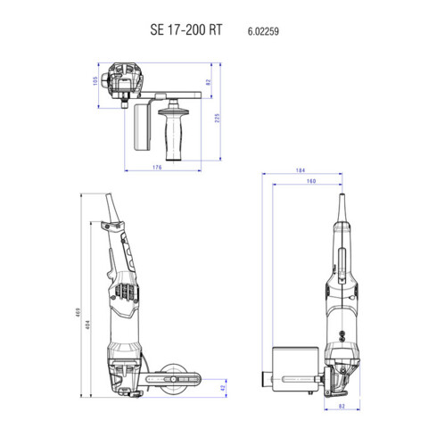 Metabo satineuse SE 17-200 RT set tôle d'acier mallette de transport