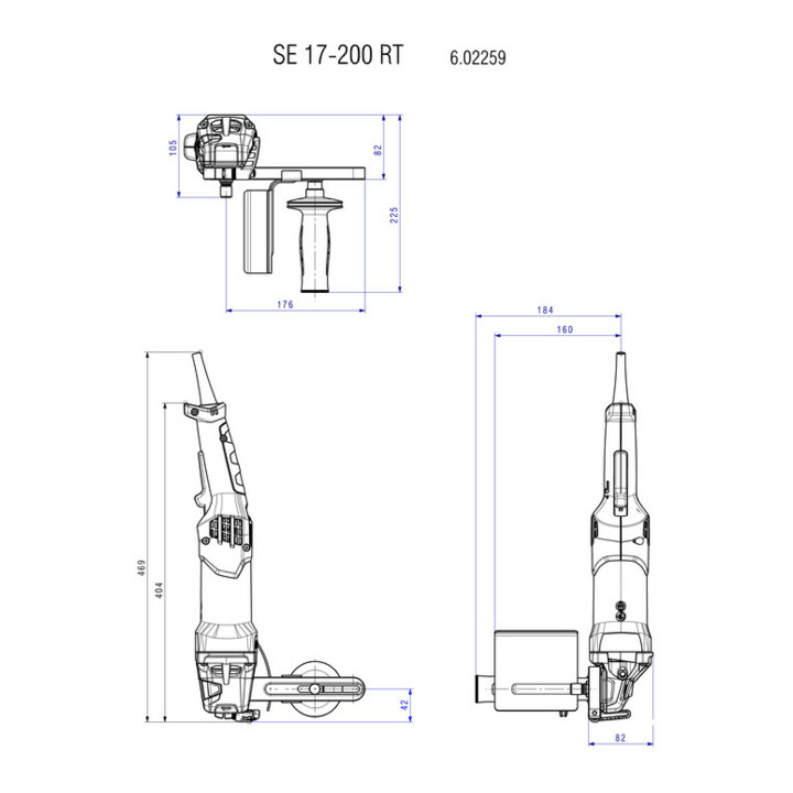 Metabo satineuse SE 17-200 RT set tôle d'acier mallette de transport