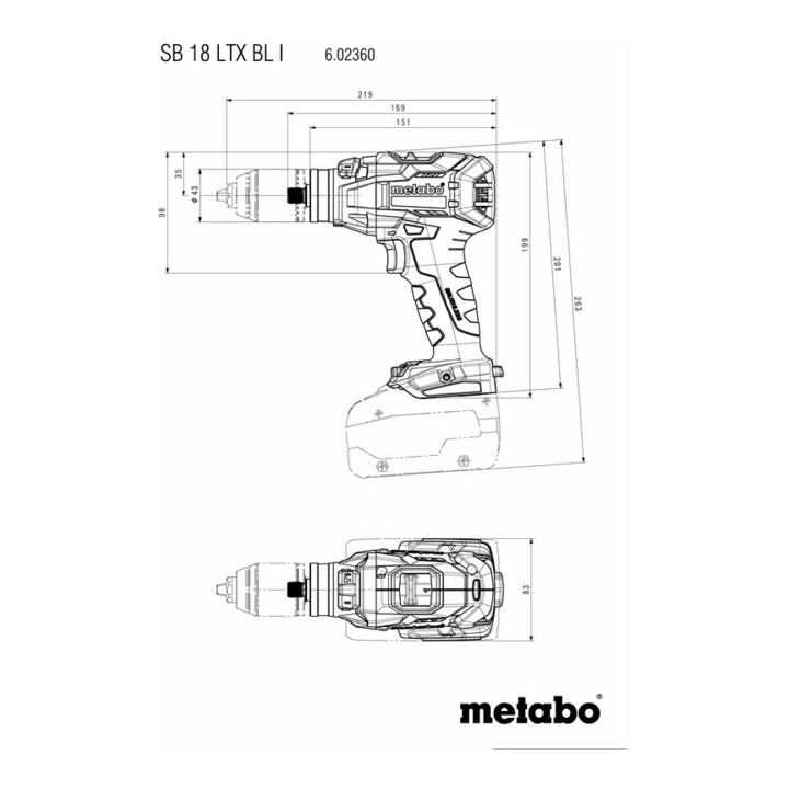 Metabo SB 18 LTX BL perceuse à percussion sans fil I Metabox