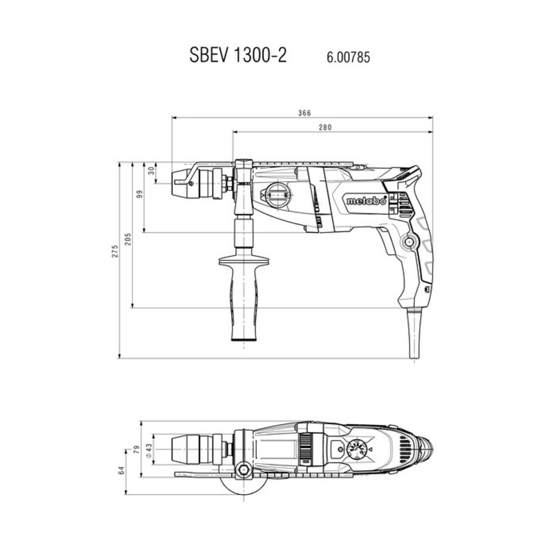 METABO Schlagbohrmaschine, Typ: SBEV1300-2