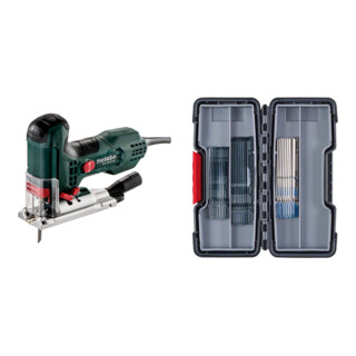 Metabo Scie sauteuse STE 100 Quick en coffret plastique + Set de lames Bosch Wood et Metal 30 pcs