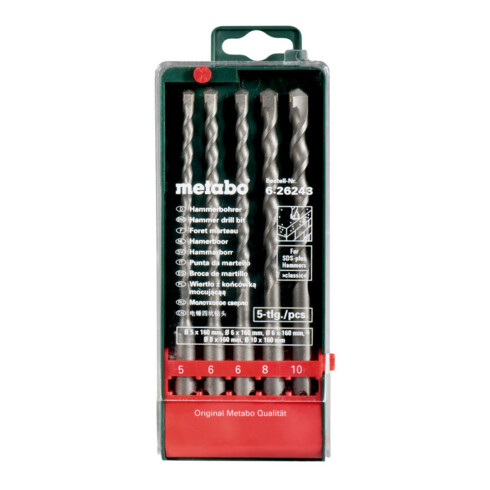Metabo SDS-plus Classic-Bohrersatz 5-teilig Ø 5, 6, 6, 8, 10 mm, L=160 mm