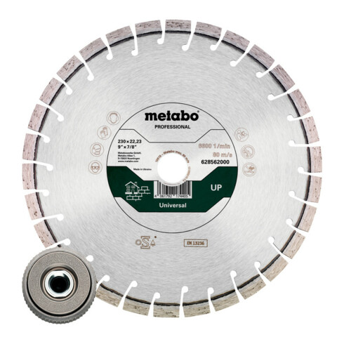 Metabo set: 1xdiamantslijpschijf 230x22,23mm, "UP" +1xsnelspansmoer M14