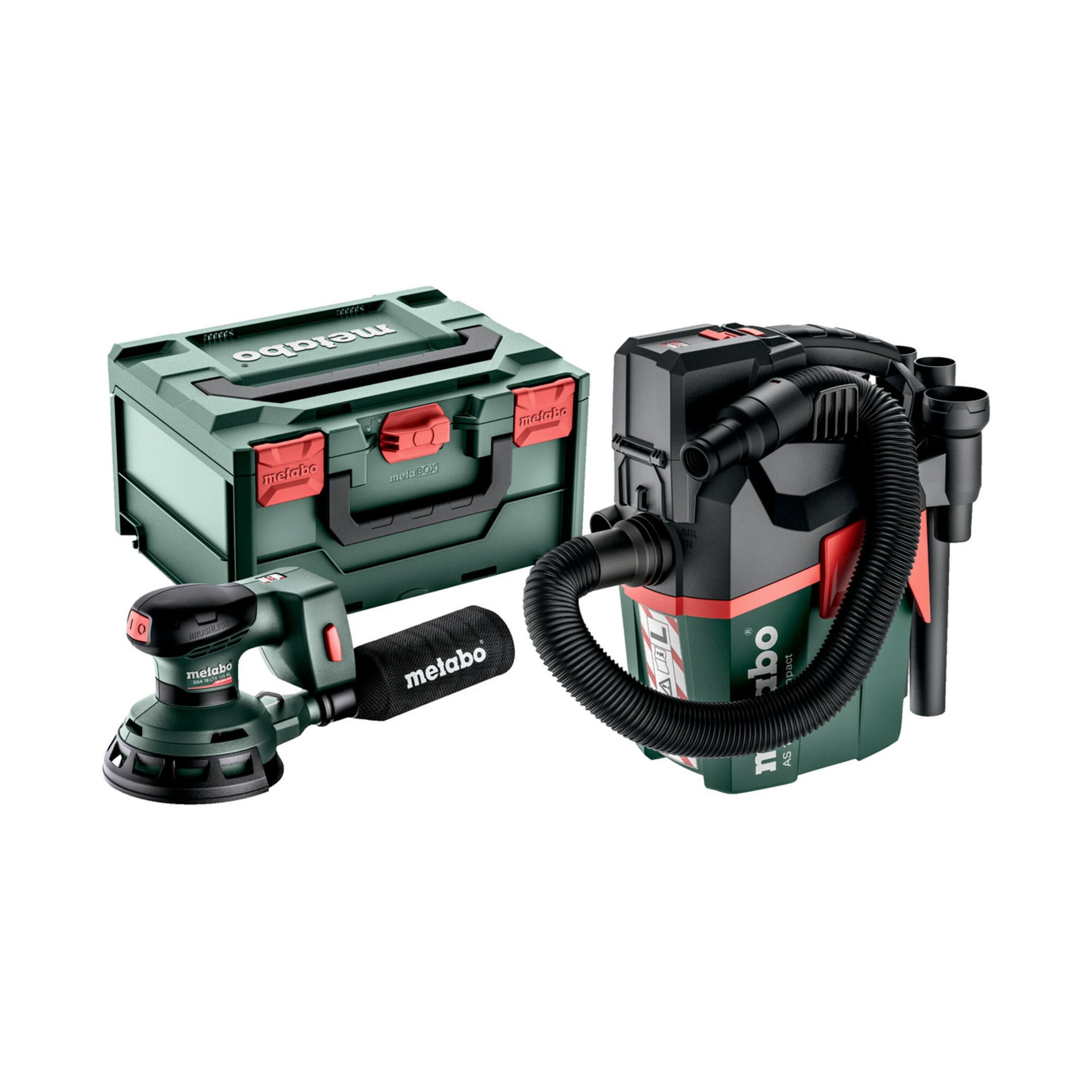Metabo Set Akku-Exzenterschleifer SXA 18 LTX 125 + Akku-Sauger AS 18 L PC Compact