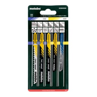 Metabo Set di lame per seghetti alternativi 2, legno e metallo+plastica, 5pz., HCS/HSS, 4xlegno, 1xmetallo