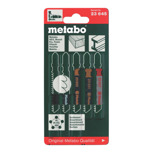 Metabo Set di lame per seghetti alternativi 2, legno e metallo+plastica, 5pz., HCS/HSS, 4xlegno, 1xmetallo