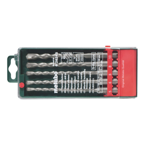 Metabo Set di punte trapano SDS-plus Classic, 5pz. Ø5, 6, 6, 8, 10mm, L=160mm