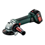 Metabo Smerigliatrice angolare a batteria W 18 LTX 125 Quick valigetta in plastica, 18 V 2x5,2 Ah agli ioni di litio + ASC 55-1
