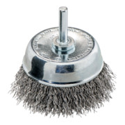 Spazzola a tazza Metabo, filo d'acciaio aggraffato, gambo da 6 mm