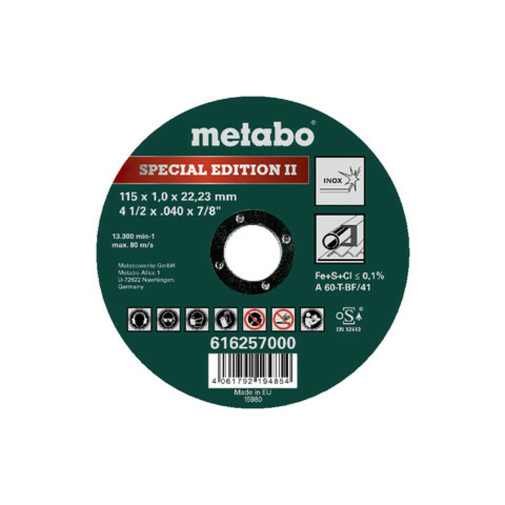 Metabo Special Edition II 115 x 1,0 x 22,23 mm, Inox, Trennscheibe, gerade Ausführung