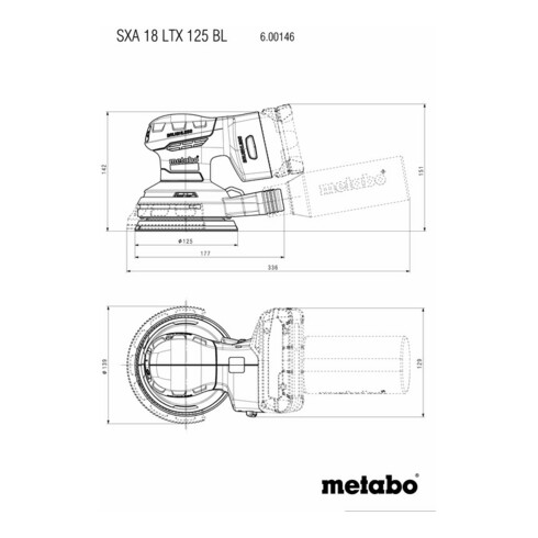 Metabo SXA 18 LTX 125 BL accu excenterschuurmachine met 125 mm schuurschijf; MetaLoc