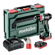 Metabo Trapano-avvitatore a batteria PowerMaxx BS 12 BL Q Pro (601045920) con rinvio ad angolo a cambio rapido "Quick"; metaBOX 118; 12V 2x4Ah LiHD + ASC 55