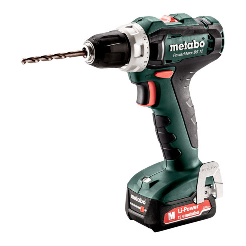 Metabo Trapano avvitatore a batteria PowerMaxx BS 12X 118, con 2 batterie agli ioni di litio da 2 Ah 12 V + SC 30