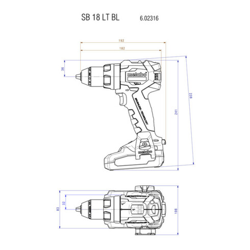 METABO Trapano avvitatore a percussione a batteria senza batteria, Modello: SB18LTBL