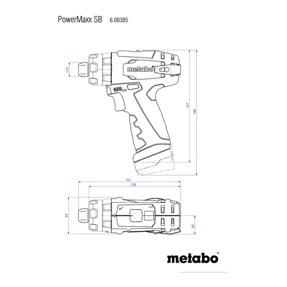 Metabo Trapano avvitatore a percussione PowerMaxx SB valigetta in plastica Basic, 10,8V 2x2 Ah ioni di litio + LC 40