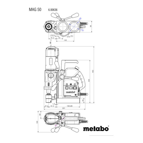 Metabo Trapano con base elettromagnetica MAG 50 in valigetta di plastica