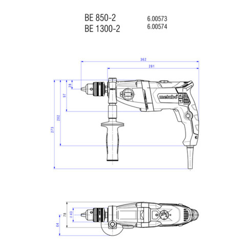 METABO Trapano, Modello: BE850-2
