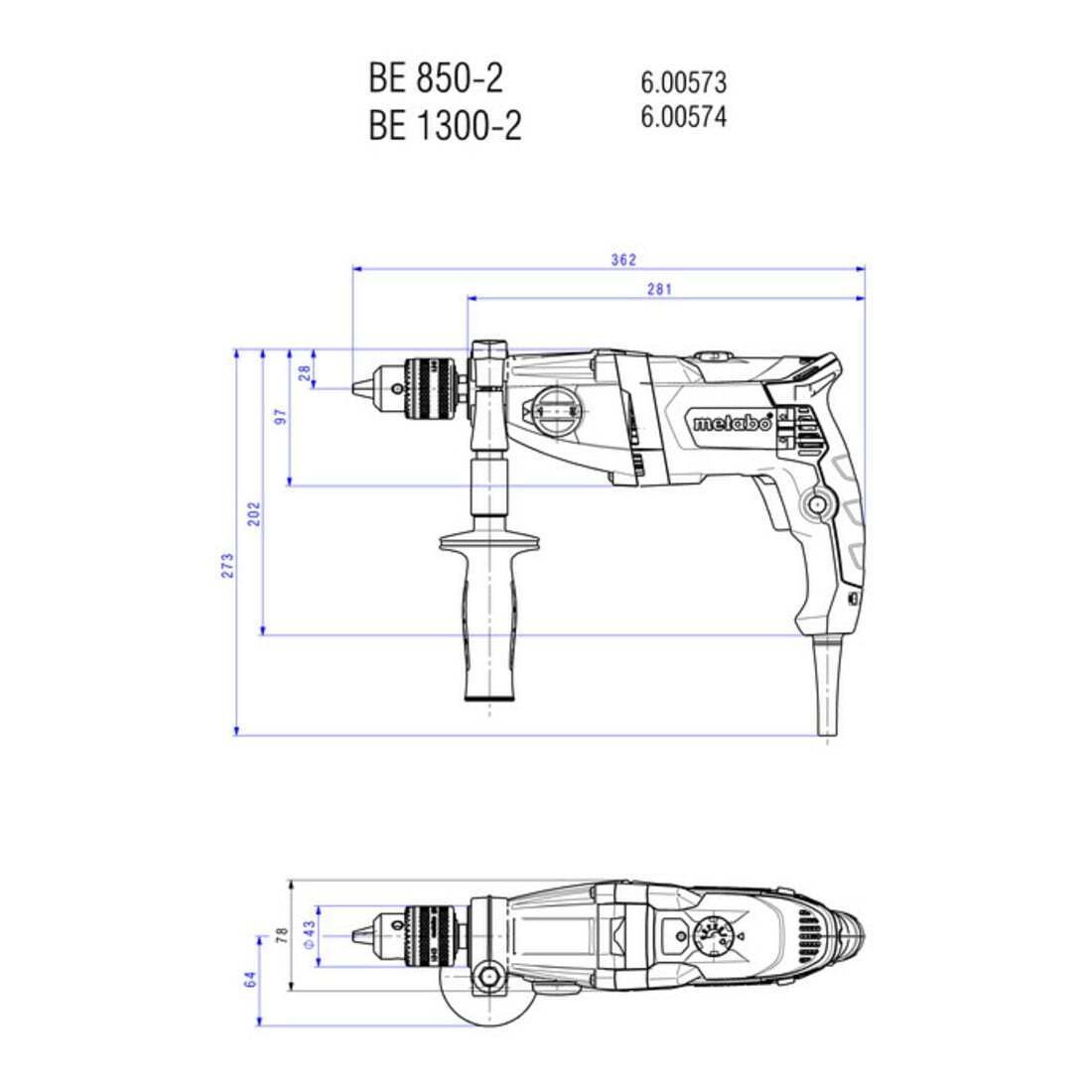 METABO Trapano, Modello: BEV1300-2