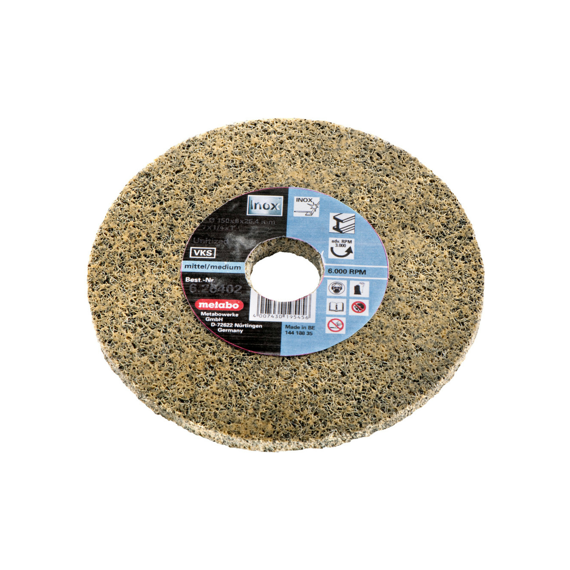 Metabo Vlies-Kompaktschleifscheibe "Unitized", grob, 125x6x22,23 mm, für Winkelschleifer