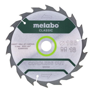 Metabo cirkelzaagblad "cordless cut wood", kwaliteitsklassieker, voor handcirkelzagen, in blisterverpakking