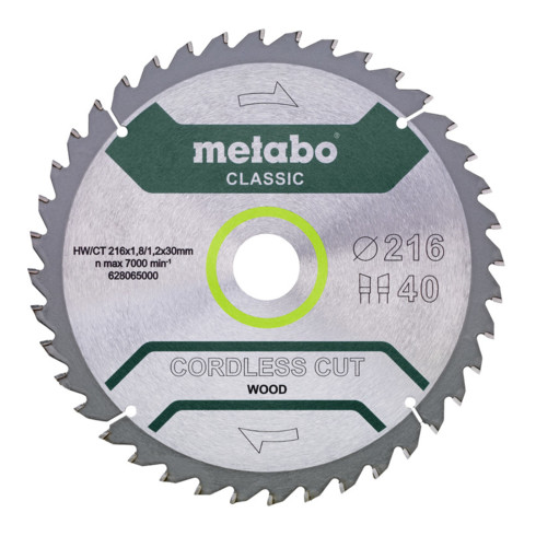 Metabo cirkelzaagblad "cordless cut wood", kwaliteitsklassieker, voor halfstationaire cirkelzagen, in doos