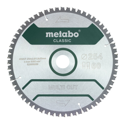 Metabo zaagblad "multi cut cut - classic", 254x2,6/1,8x30 Z60 FZ/TZ 5°neg /B