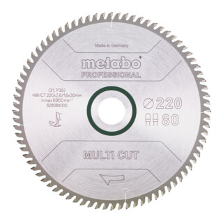 Metabo zaagblad "multi cut - professional", 220x2,6/1,6x30, Z80 FZ/TZ, 10°
